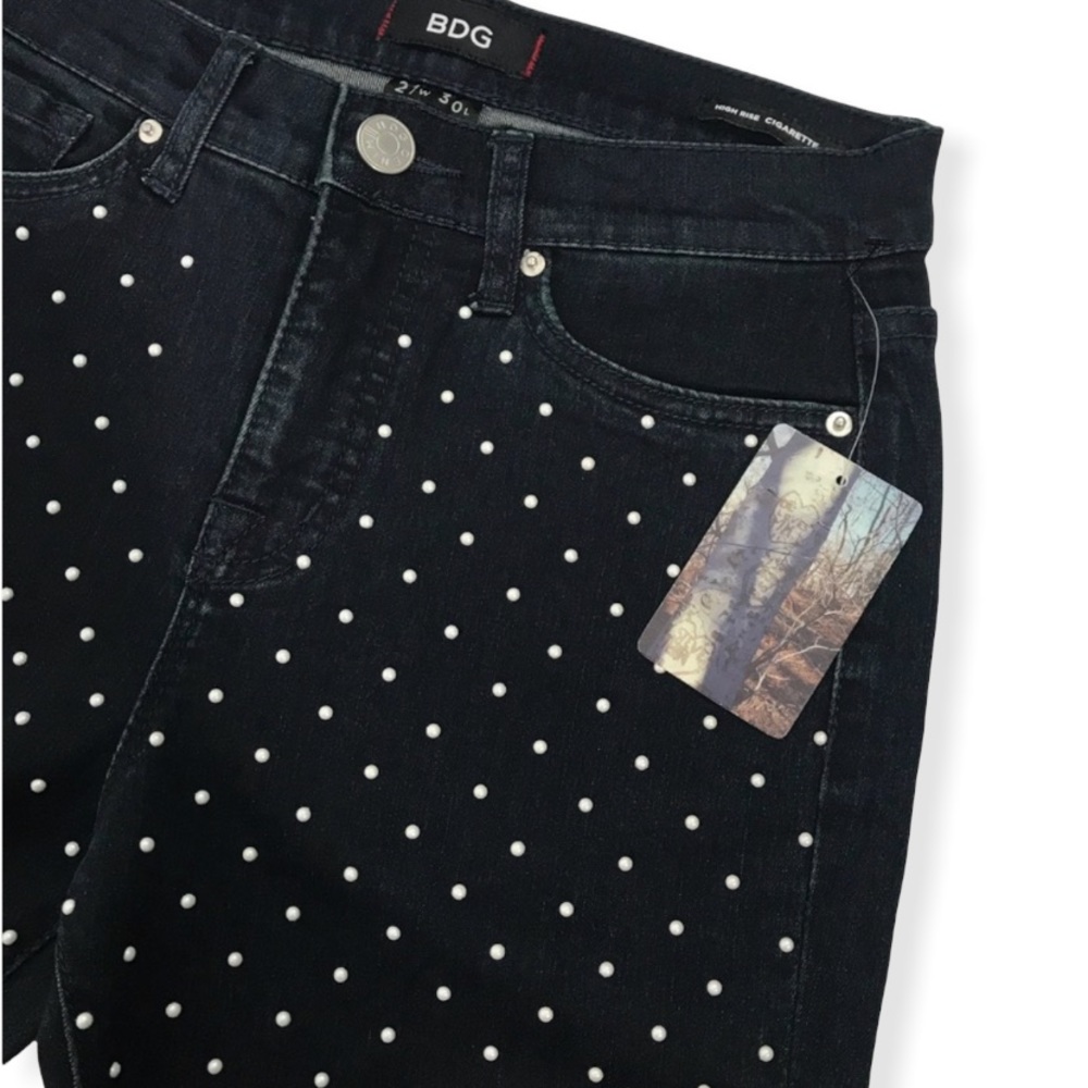 BDG Brand New Women’s Blue Beaded High Rise Cigarette Ankle Jeans Size 27 - Picture 8 of 8